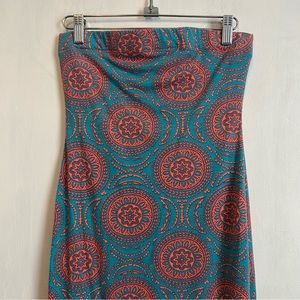 Fashion Nova blue and pink boho print body-con maxi dress size large